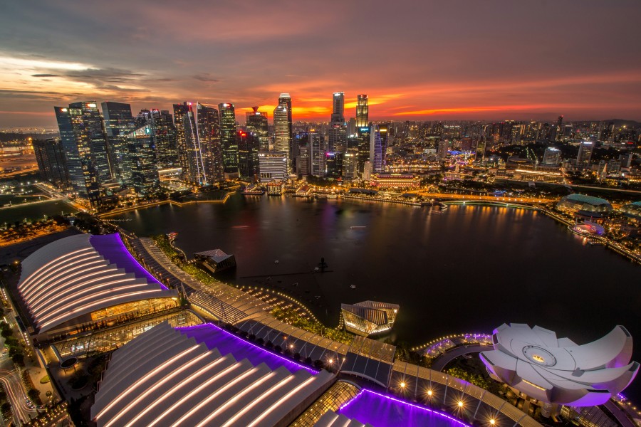 Singapore skyline night solo travel from Nepal